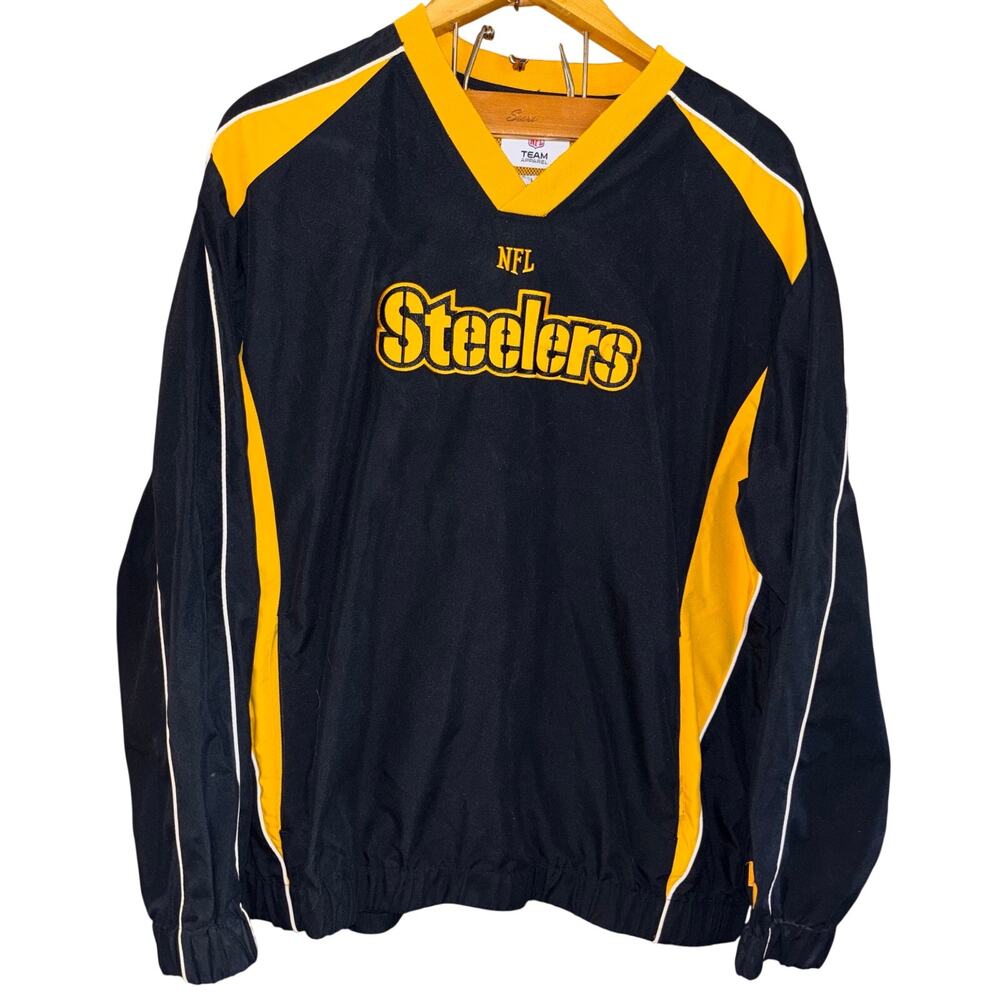 NFL Team Apparel Pittsburgh Steelers black yellow pullover jacket (large)